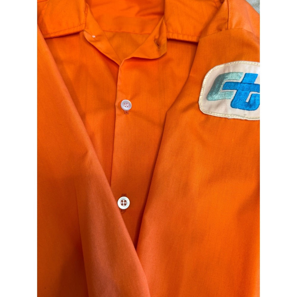 Vintage 80s Caltrans Safety Orange Work Shirt Utility Heritage Workwear USA - Picture 7 of 12